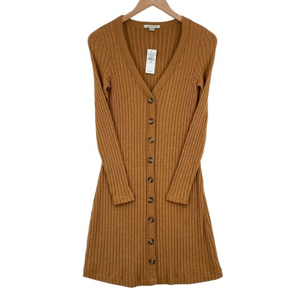 American Eagle Outfitters Sweater Dress Womens XS Camel Color Knit Viscose Blend - Picture 12 of 16